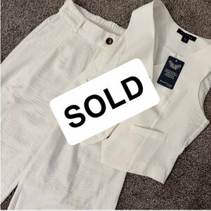 Monteau Cream Vest and Pants Set- SOLD